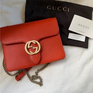 Gucci Orange Leather Crossbody Bag